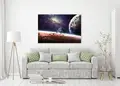 Πίνακας σε καμβά για χώρο που μπορεί να προορίζεται για διακόσμηση, με θέμα το διάστημα, αφηρημένο στυλ και μοντέρνα διακόσμηση.