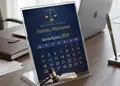 Ακρυλικό επιτραπέζιο ημερολόγιο με επαγγελματικό σχέδιο και έτος 2027