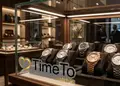 Αυτοκόλλητο TimeTo με χρυσό και μαύρο λογότυπο.